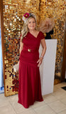 Carla Ruiz 53006 wine ruched full length occasion dress (Copy)
