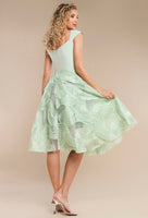 Eliza Bardot skater scuba and chiffon midi dress in sage green