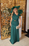 Carla Ruiz 53006 emerald ruched full length occasion dress