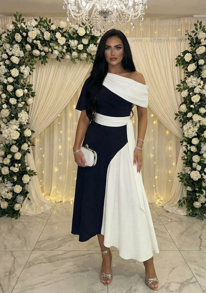 off the shoulder midi skater dress Rebdolls Plus size Women's Off Shoulder Cut Out Midi Skater Dress