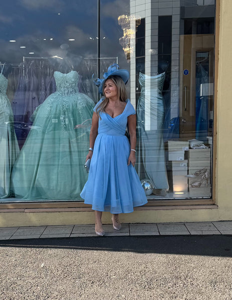 Gabriela Dress JX4003 by Nicoletta Off Shoulder Flared A Line Midi Len Deja Elite Boutique Gabriela Dress JX4003 by Nicoletta Off Shoulder Flared A Line Midi Len Deja Elite Boutique