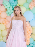 Fiorella satin pearl prom dress ballgown by Tiffanys Prom