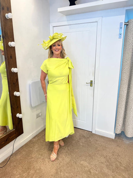 Kevan Jon Didi drape dress in neon lime