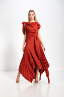 Kevan Jon Emilia pleat dress in rust