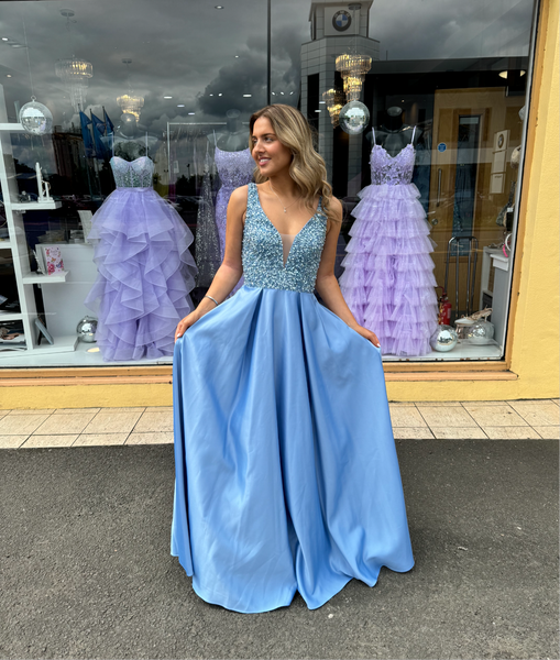 Mascara baby blue prom dress Ballgown MC120124 Deja Elite Boutique