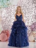 Darla  by Tiffanys layered prom dress 3 colours heather, light blue, navy