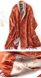 Wool & cashmere blend flower giant reversible scarves 7 colours tan, orange, pink, grey , red, purple