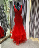 Jayden red fishtail layered tulle prom dress ONE OFF SALE DRESS size 10