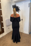 Arabella roset flare midi dress by Kevan Jon in black and white