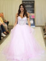 Yana tulle layered Ballgown prom dress by Tiffanys baby pink, baby blue, black
