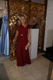 Carla Ruiz 53006 wine ruched full length occasion dress (Copy)