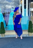 Kevan Jon Koran pleat knee midi dress in cobalt blue