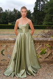 Gina satin prom dress ballgown in wine, butter yellow, emerald and sage