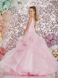 Artemis by Tiffany’s tulle prom dress in baby blue, lemon, pink