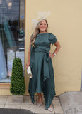 Kevan Jon Emilia pleat knee dress in khaki