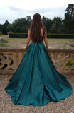 Gina satin prom dress ballgown in wine, butter yellow, emerald and sage