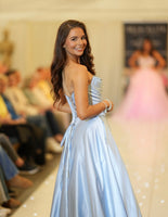 Vala satin prom dress ballgown by Tiffanys in royal, green, red, baby blue