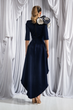 Amara roset midi dress with overskirt by Kevan Jon in navy land ivory