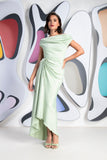Kevan Jon Eugenia Bardot dip hem midi dress in mint green