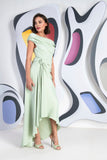 Kevan Jon Eugenia Bardot dip hem midi dress in mint green