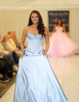 Vala satin prom dress ballgown by Tiffanys in royal, green, red, baby blue