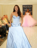 Vala satin prom dress ballgown by Tiffanys in royal, green, red, baby blue