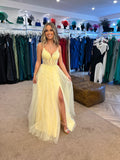 Morgan tulle corset embellished prom dress 2 colours colours lemon, baby blue,
