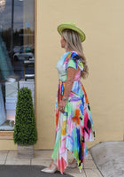 Kevan Jon Emilia pleat knee dress in rainbow