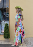 Kevan Jon Emilia pleat knee dress in rainbow