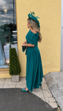 Lexi Bardot on off shoulder dip hemline midi skater dress teal