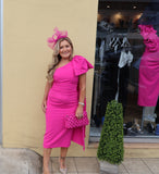 Kevan Jon Krystal midi dress in bright pink