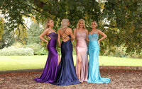 Davina satin backless embellished prom dress 4 colours