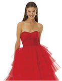 MoriLee Bella EV0004 scarlet red tulle Bardot prom dress