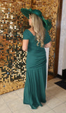 Carla Ruiz 53006 emerald ruched full length occasion dress