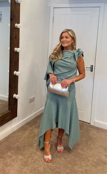 Kevan Jon Addison asymmetric dress in duck egg Deja Elite Boutique Kevan Jon Addison asymmetric dress in duck egg Deja Elite Boutique