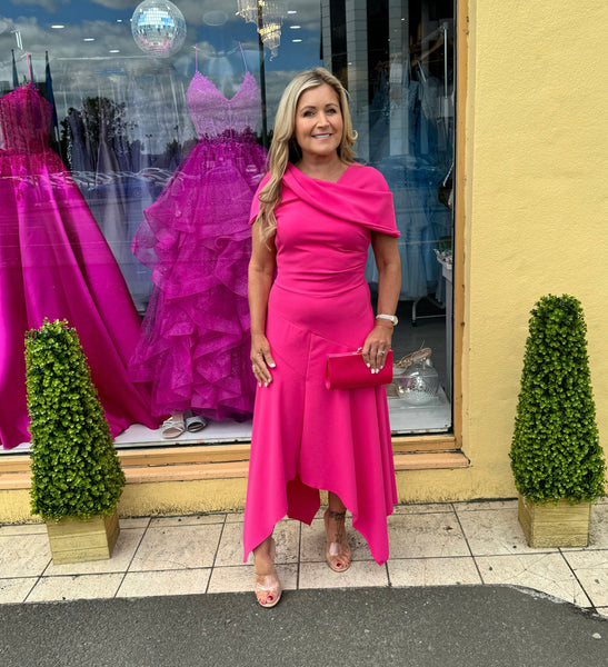 Eliza handkerchief hemline skater dress hot pink – Deja Elite Boutique Eliza handkerchief hemline skater dress hot pink – Deja Elite Boutique