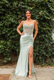 Hermione 1250 sage tight fitting prom dress
