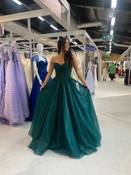 Brittany green full ballgown prom dress Deja Elite Boutique Brittany green full ballgown prom dress Deja Elite Boutique