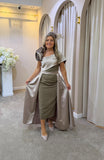Kris Bardot knee dress with overskirt in mocha by Kevan Jon