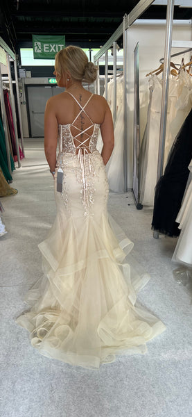 Lulu champagne & diamant fishtail prom dress Deja Elite Boutique Lulu champagne & diamant fishtail prom dress Deja Elite Boutique