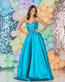 Hayden  by Tiffany’s satin prom dress ballgown 2 colours dark green, royal