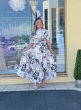 Kevan Jon Denver drape dress in nude print