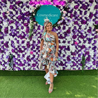 Rebecca Rhoades Dakota frill high low dress in retro zest