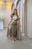 Kris Bardot knee dress with overskirt in mocha by Kevan Jon