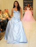 Vala satin prom dress ballgown by Tiffanys in royal, green, red, baby blue