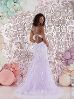 Christa by Tiffanys sequin corset prom dress light blue and lilac