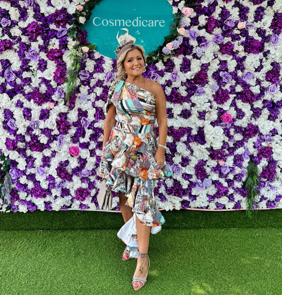 Rebecca Rhoades Dakota frill high low dress in retro zest