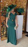 Carla Ruiz 53006 emerald ruched full length occasion dress