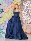 Immie mikado satin prom dress ballgown by Tiffanys navy, black, lilac