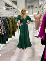 Gina cape detail jumpsuit in emerald green
